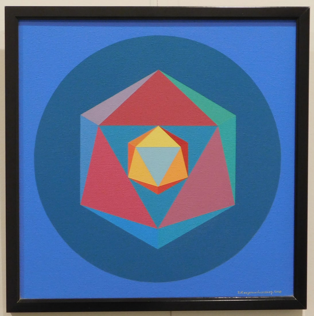 Contemporary Mixed Media Collage, Oil and Paper on Canvas 5747 (1987) signed J. Koszemacher (1 of 7)