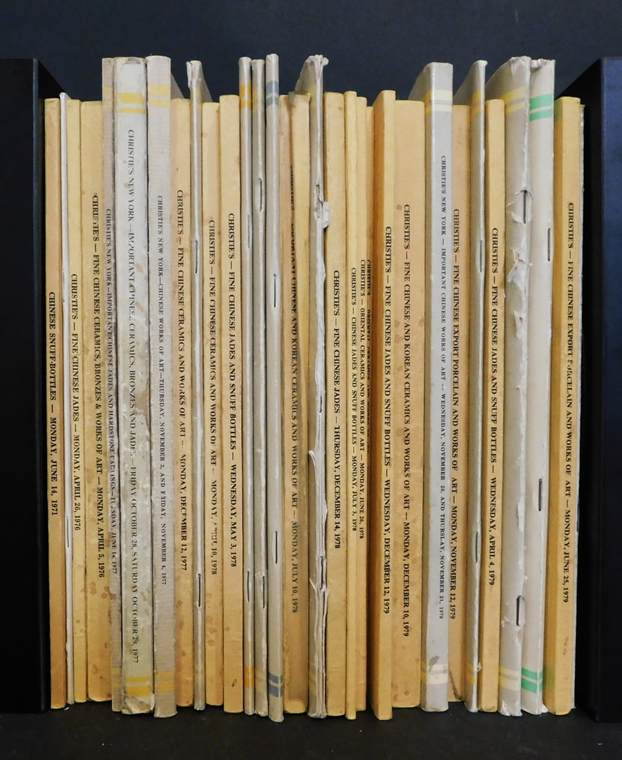 A Collection of Christie's Chinese and Asian Art Catalogs 1970's: A collection of approximately (30) Christie's catalogs focused on Chinese and Asian Art mostly from 1977-1979, New York, London, many have notations and some have attached price results PROVENANCE: We