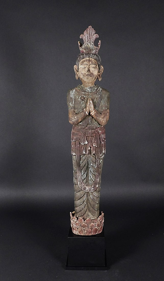 Carved Wood Polychrome Bodhisattva Liao Dynasty (1 of 14)