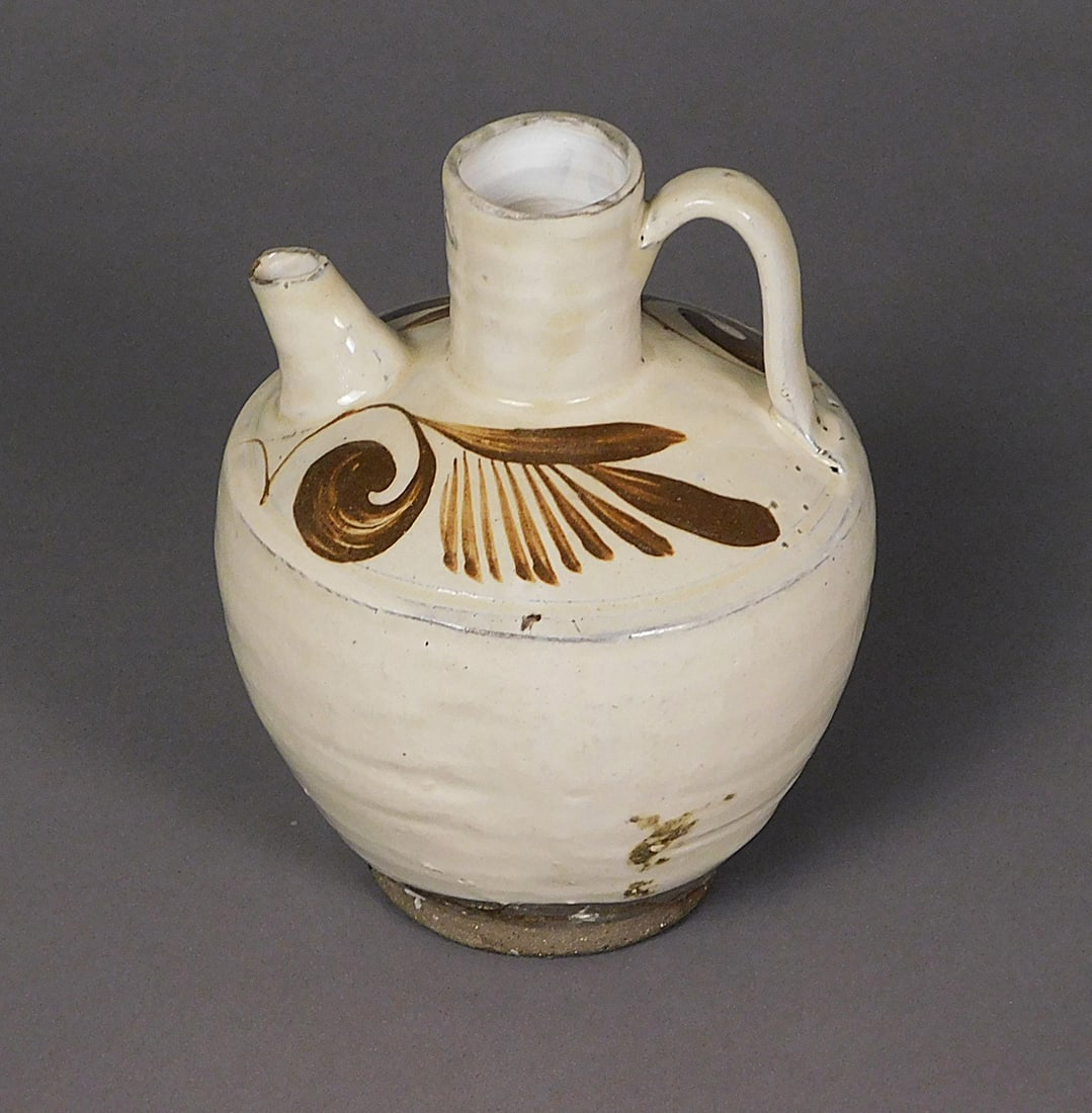 Cizhou Painted Stoneware Jug poss. Jin-Yuan Dynasty: Cizhou Painted Stoneware Jug presumably Yuan Dynasty (1279-1368) Approx. 7 x 5" Diam. PROVENANCE: Weisbrod Chinese Art, Ltd., New York