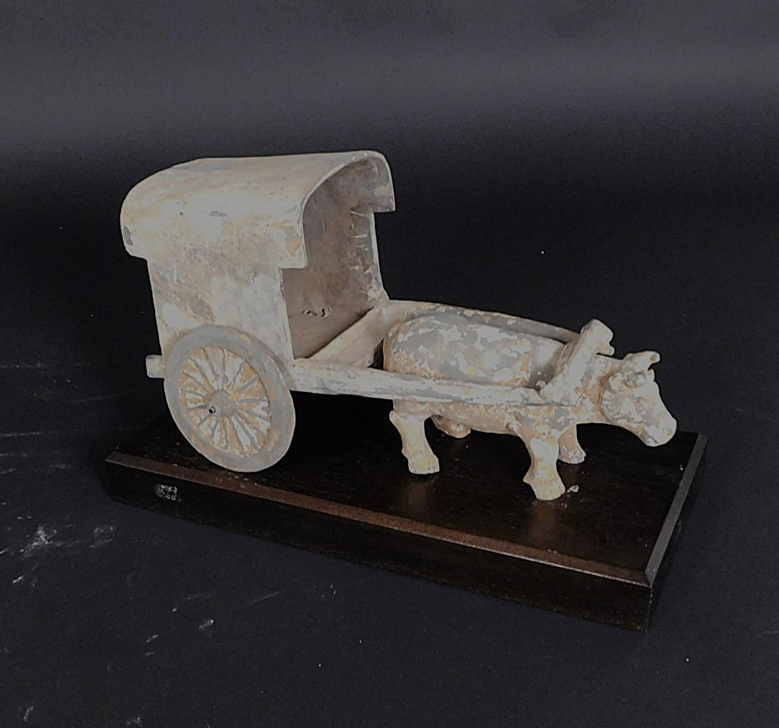 Painted Pottery Ox and Cart Han Dynasty: Painted Pottery Ox and Cart presumably Han Dynasty (206BCE-220CE) Approx. 9 x 16 x 8" PROVENANCE: Weisbrod Chinese Art, Ltd., New York