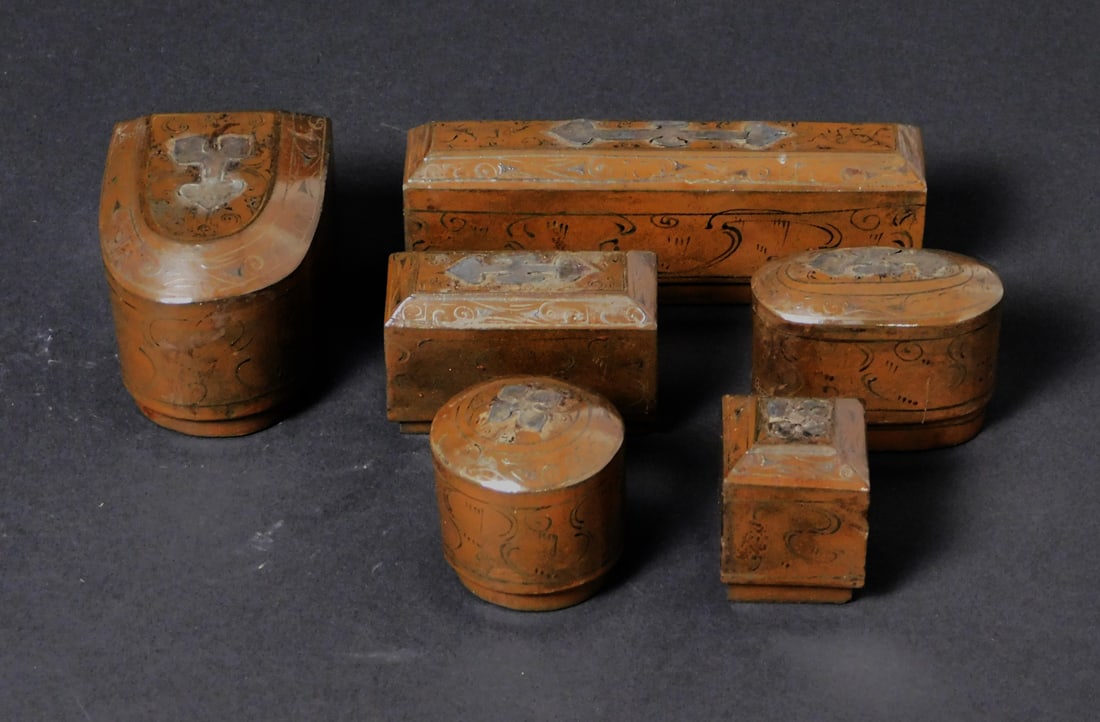 Group of (6) Lacquered and Silver Boxes Western Han Dynasty (1 of 20)