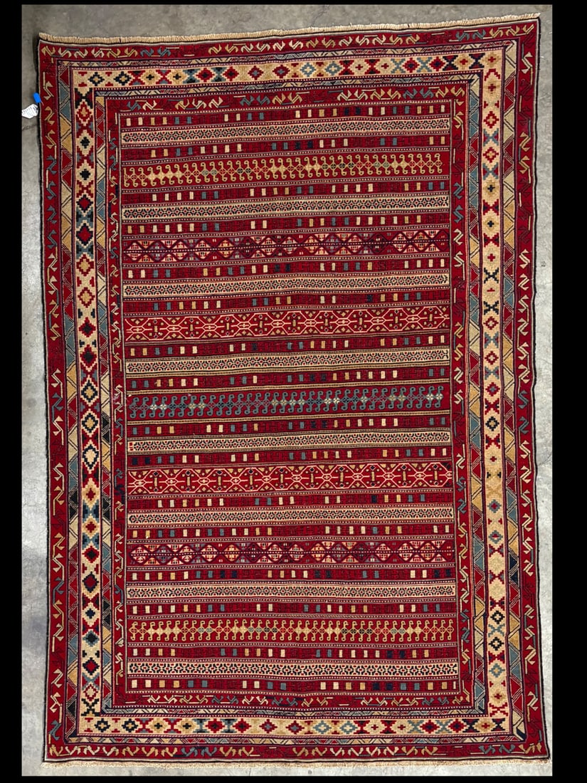 Rahra-Souma Area Rug, 6'-6" X 9'-9": Size: 6'-6" X 9'-9" Country of Origin: TRK Color: MLT Border: MLT Advertised Retail Price: $ 6500 Tag No. 11120