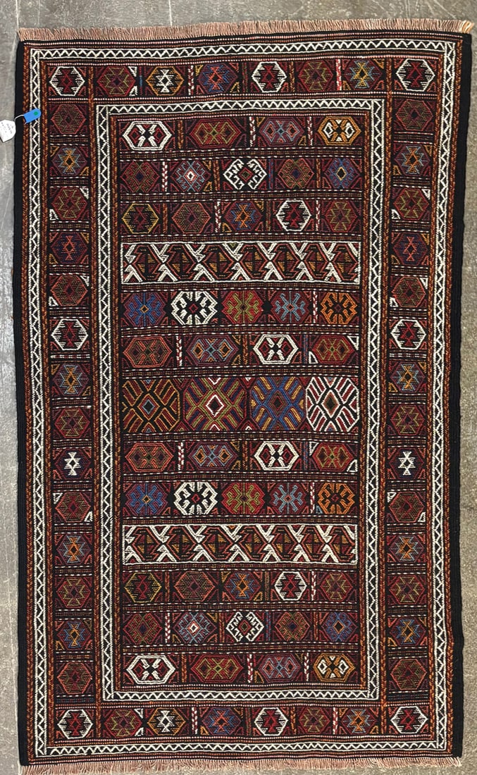 Kochan-Gabb Accent Rug, 3'-5" X 5'-9": Size: 3'-5" X 5'-9" Country of Origin: TRK Color: MLT Border: MLT Advertised Retail Price: $ 1200 Tag No. 11337