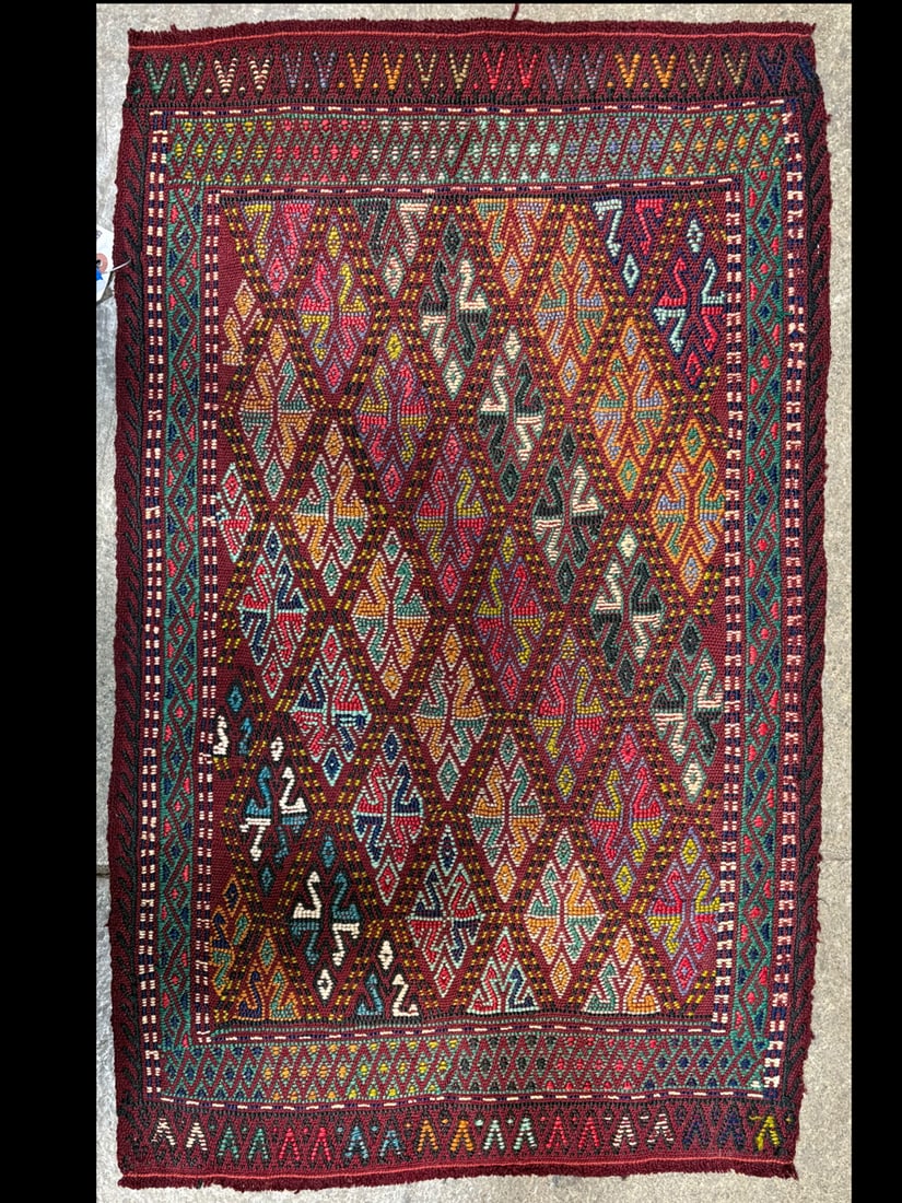 Cicim Kilim- Accent Rug, 1'-8" X 2'-8": Size: 1'-8" X 2'-8" Country of Origin: TUR Advertised Retail Price: $ 650 Tag No. 15294
