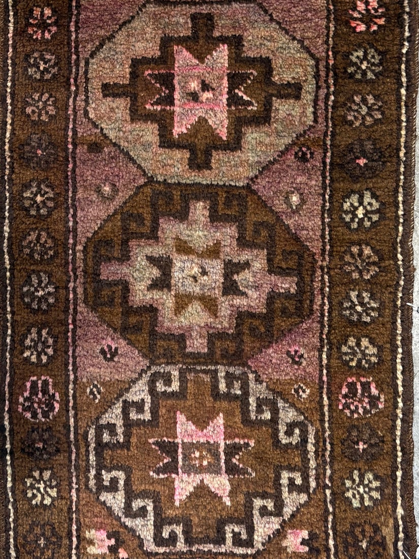 Kars-Yastik Accent Rug, 1'-3" X 3'-3": Size: 1'-3" X 3'-3" Country of Origin: TUR Color: MLT Border: BRW Advertised Retail Price: $ 210 Tag No. 12130