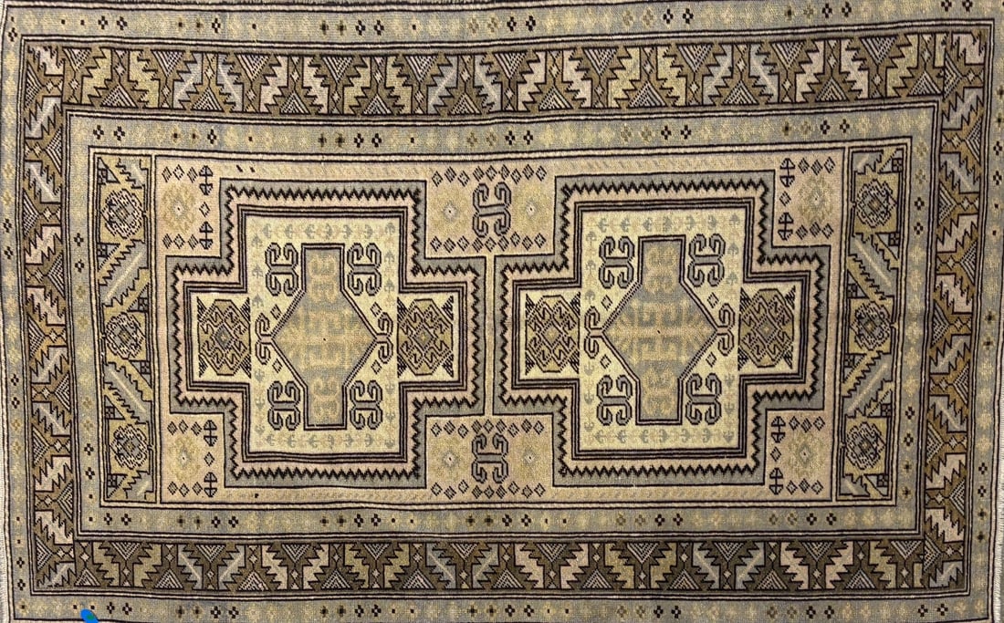 Konya - Geometric Runner, 3'-11" X 6'-7": Size: 3'-11" X 6'-7" Country of Origin: TUR Color: MLT Border: TAP Advertised Retail Price: $ 1690 Tag No. 11883 Shipping available. 