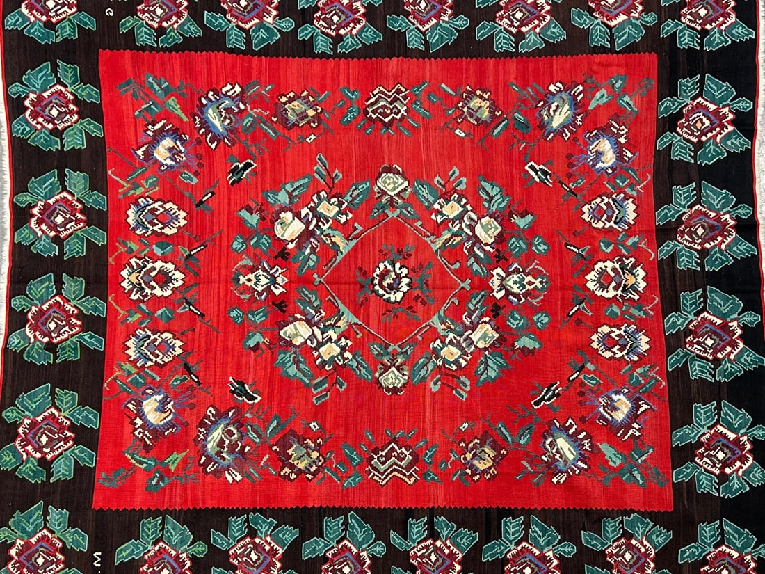 Gocmenkilim- Area Rug, 8'-7" X 9'-0": Size: 8'-7" X 9'-0" Country of Origin: TUR Color: BRS Border: BLC Advertised Retail Price: $ 3950 Tag No. 12039 Shipping available. 