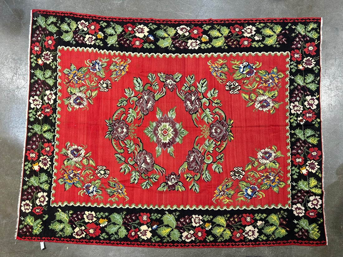 Gocmenkilim- Area Rug, 8'-10" X 11'-2": Size: 8'-10" X 11'-2" Country of Origin: TUR Color: BRN Border: BLC Advertised Retail Price: $ 5523 Tag No. 11997 Shipping available. 