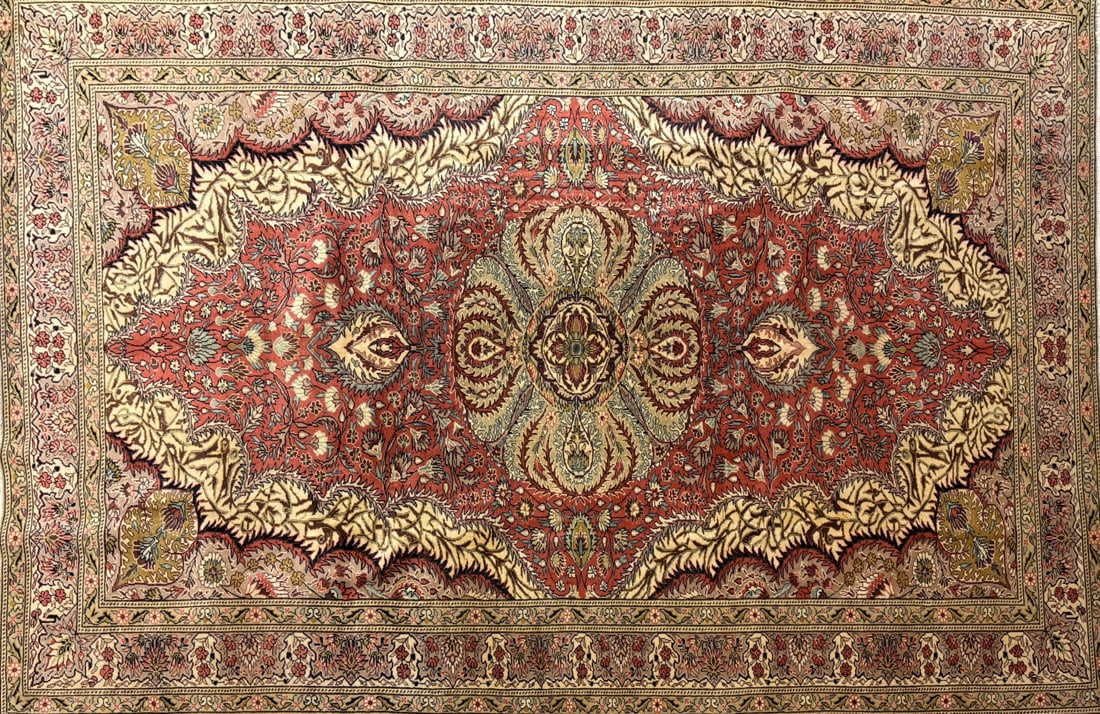 Cappadocia-M Area Rug, 6'-9" X 9'-9": Size: 6'-9" X 9'-9" Country of Origin: TUR Color: RUS Border: TAN Advertised Retail Price: $ 5500 Tag No. 10126 Shipping available. 