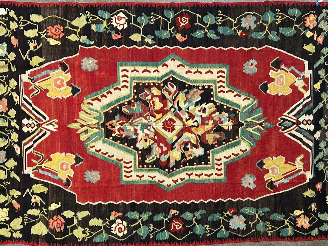 Gocmenkilim- Area Rug, 6'-8" X 9'-9": Size: 6'-8" X 9'-9" Country of Origin: TUR Color: BRS Border: BLC Advertised Retail Price: $ 4500 Tag No. 11989 Shipping available. 