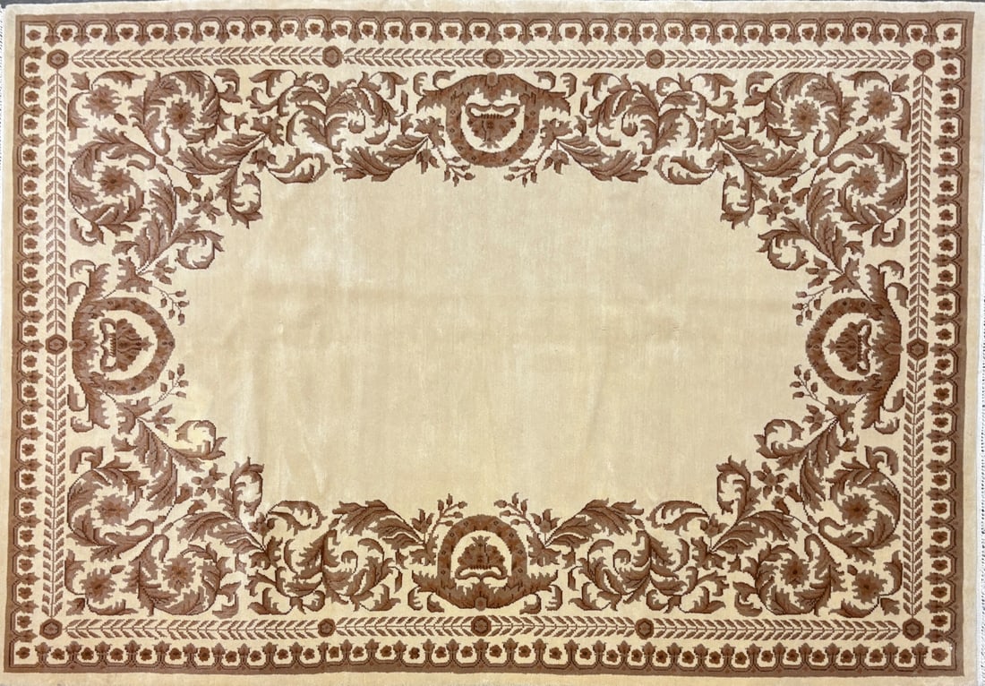 Milas-Floral Area Rug, 6'-8" X 9'-7": Size: 6'-8" X 9'-7" Country of Origin: TUR Color: SND Border: BRW Advertised Retail Price: $ 2450 Tag No. 10849 Shipping available. 