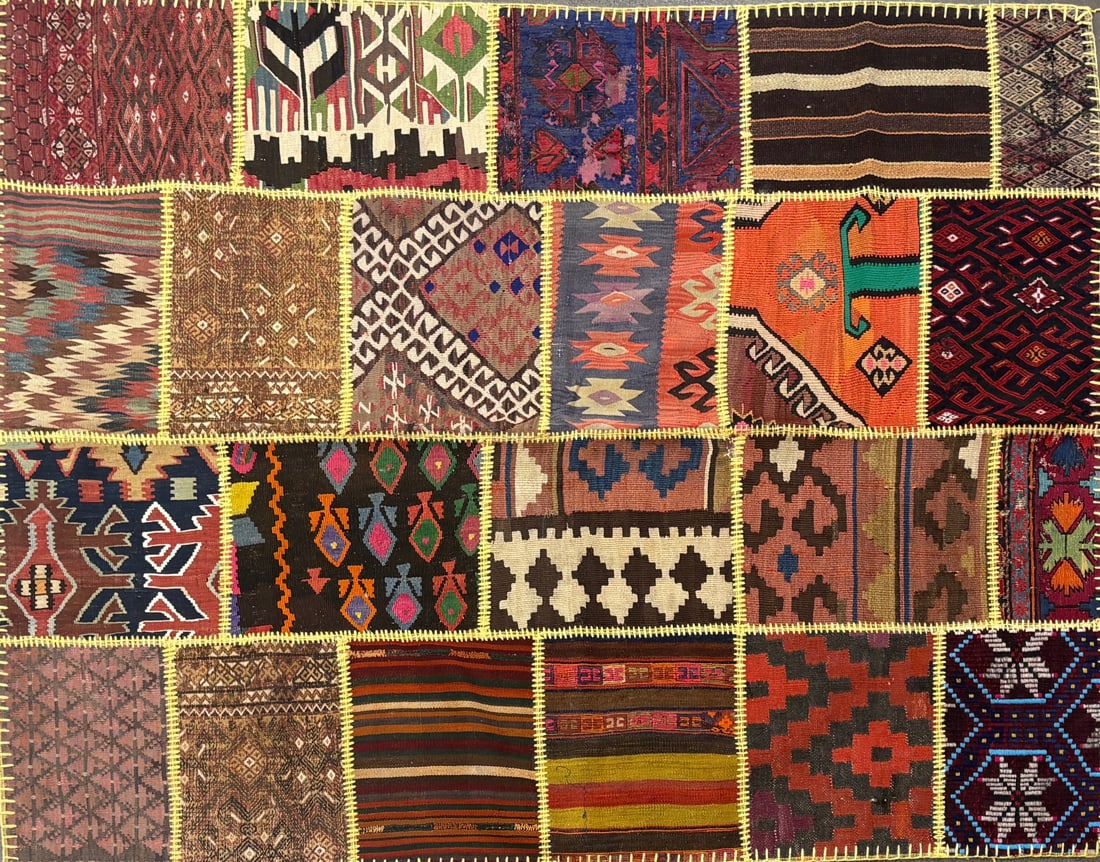 Patchwork-Pa Area Rug, 5'-7" X 7'-2": Size: 5'-7" X 7'-2" Country of Origin: TUR Color: MLT Border: Advertised Retail Price: $ 1750 Tag No. 11043 Shipping available. 