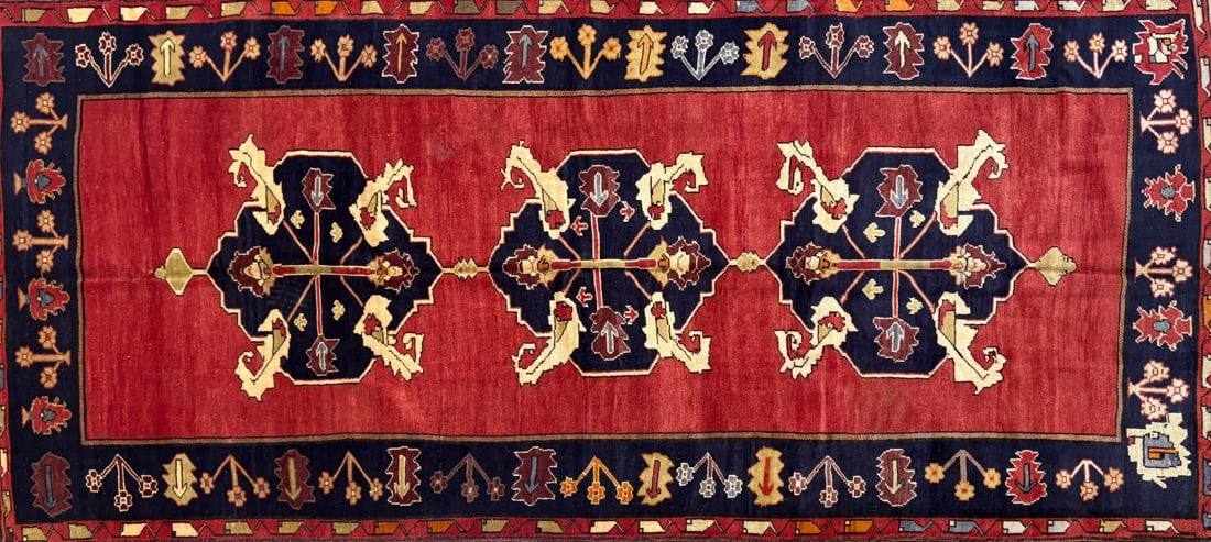 Ushak - Gallery Area Rug, 5'-2" X 11'-5": Size: 5'-2" X 11'-5" Country of Origin: TUR Color: BRS Border: BLC Advertised Retail Price: $ 5900 Tag No. 11850 Shipping available.