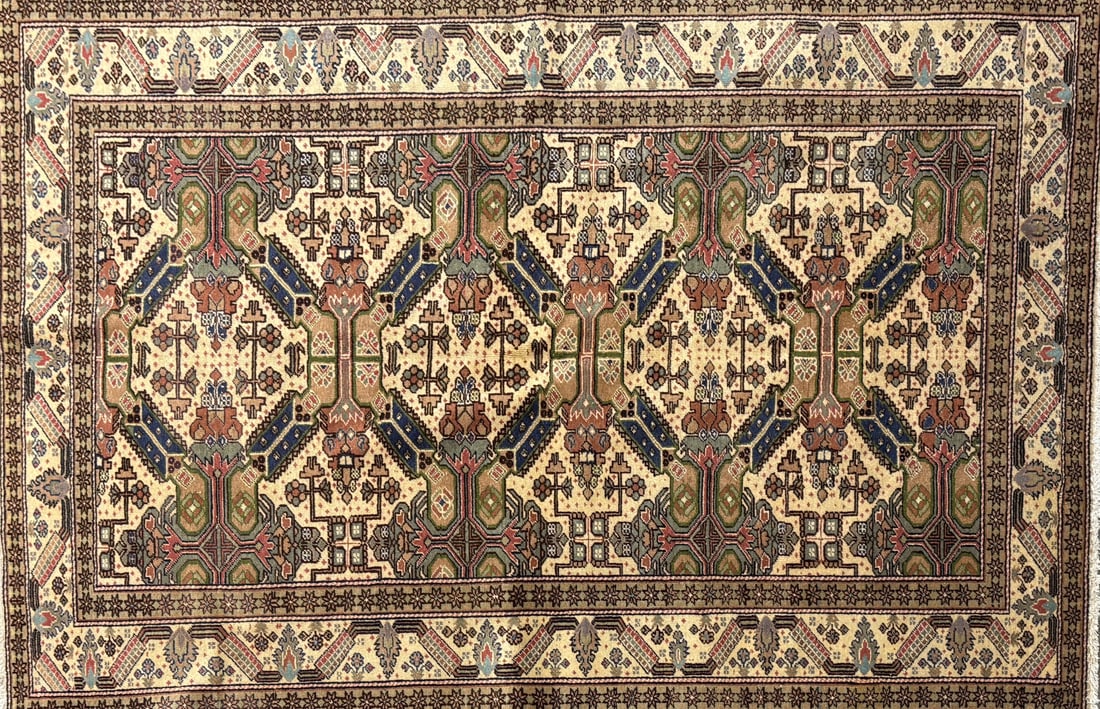 Cappadocia-G Area Rug, 4'-9" X 7'-1": Size: 4'-9" X 7'-1" Country of Origin: TUR Color: MLT Border: IVR Advertised Retail Price: $ 4500 Tag No. 10223 Shipping available.