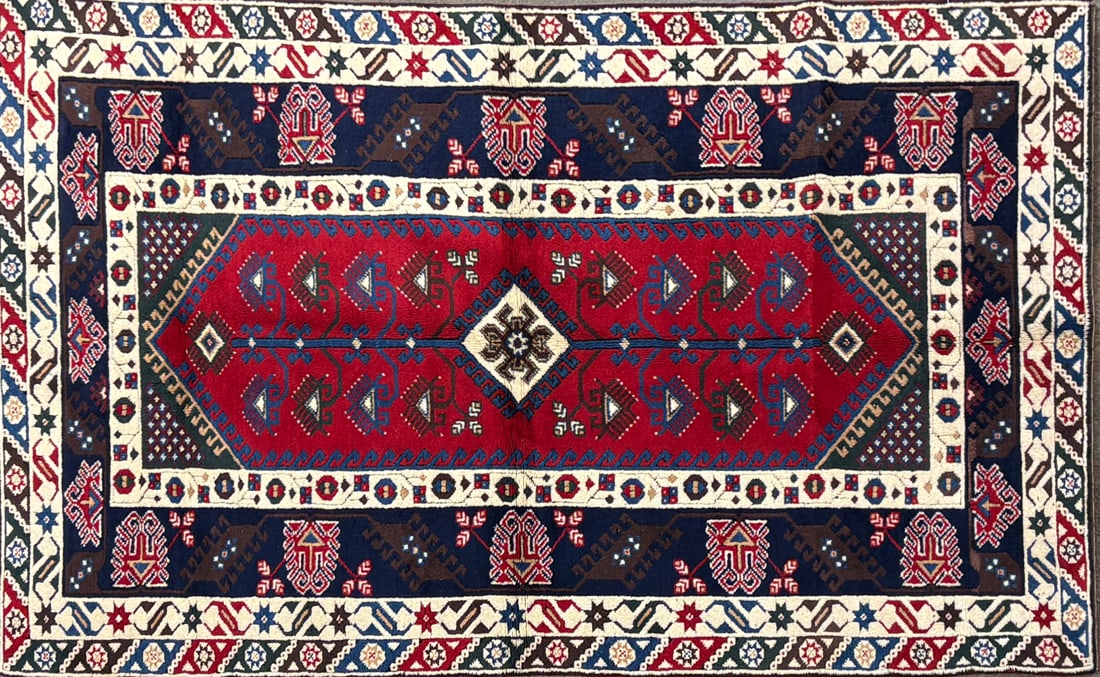 Doshemealti- Area Rug, 4'-8" X 7'-9": Size: 4'-8" X 7'-9" Country of Origin: TUR Color: BRS Border: IVR Advertised Retail Price: $ 2170 Tag No. 11785 Shipping available.