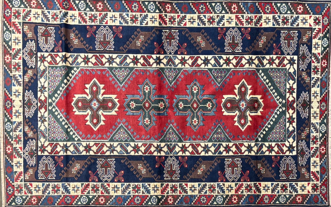 Doshemealti- Area Rug, 4'-8" X 7'-7": Size: 4'-8" X 7'-7" Country of Origin: TUR Color: BRS Border: MLT Advertised Retail Price: $ 1450 Tag No. 11753 Shipping available.