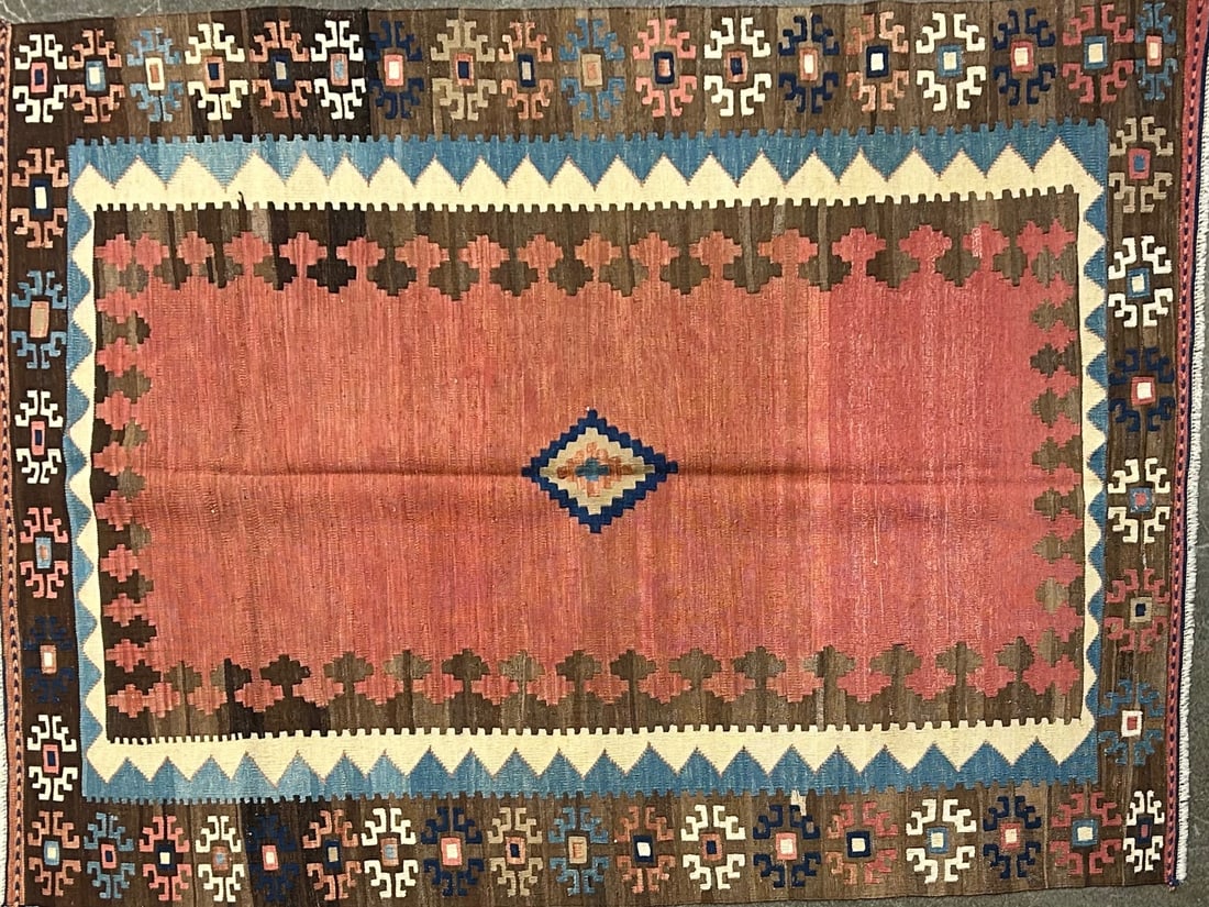 Konyakilim-K Area Rug, 4'-7" X 6'-2": Size: 4'-7" X 6'-2" Country of Origin: TUR Color: RED Border: BRW Advertised Retail Price: $ 1450 Tag No. 11976 Shipping available. 