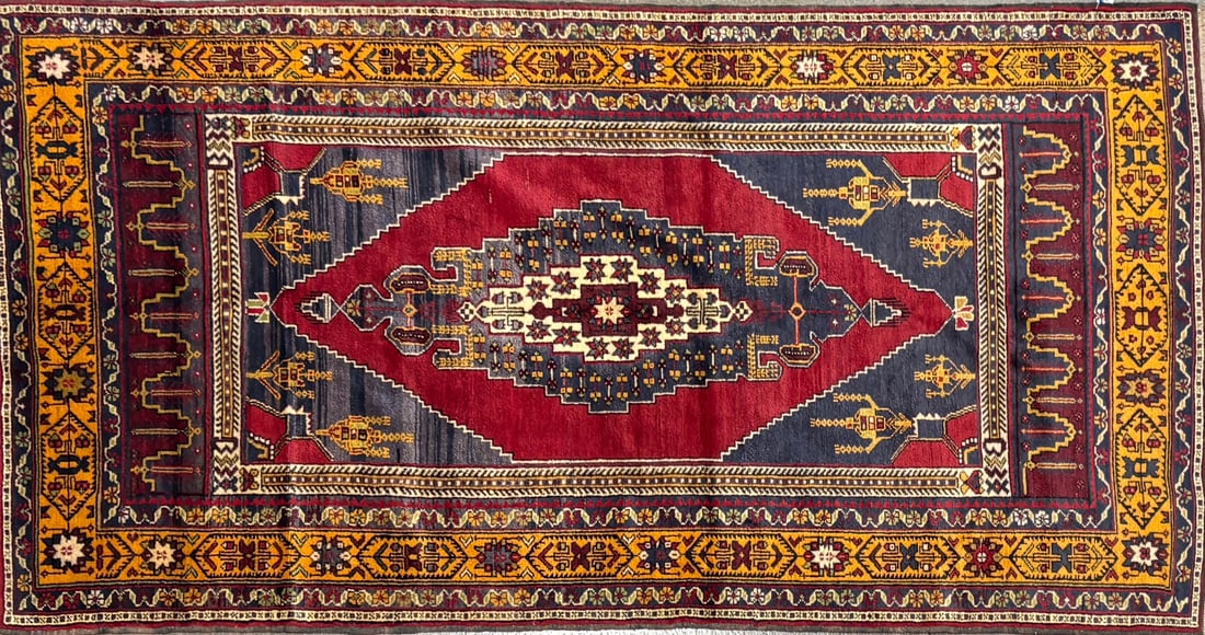 Tashpinar - Medallion Area Rug, 4'-7" X 8'-9": Size: 4'-7" X 8'-9" Country of Origin: TUR Color: MLT Border: ORG Advertised Retail Price: $ 3550 Tag No. 11783 Shipping available.