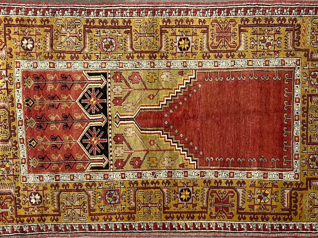 Konya-Ladik Area Rug, 4'-6" X 7'-4": Size: 4'-6" X 7'-4" Country of Origin: TUR Color: BRS Border: ORG Advertised Retail Price: $ 2965 Tag No. 11547 Shipping available.