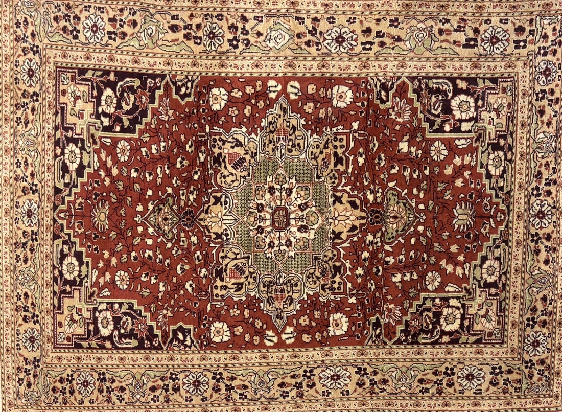 Cappadocia-M Area Rug, 4'-6" X 6'-8": Size: 4'-6" X 6'-8" Country of Origin: TUR Color: RUS Border: GLD Advertised Retail Price: $ 4500 Tag No. 10221 Shipping available.