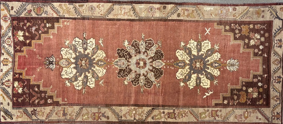 Konya - Gallery Area Rug, 4'-6" X 10'-3": Size: 4'-6" X 10'-3" Country of Origin: TUR Color: BRS Border: IVR Advertised Retail Price: $ 5650 Tag No. 11895 Shipping available.