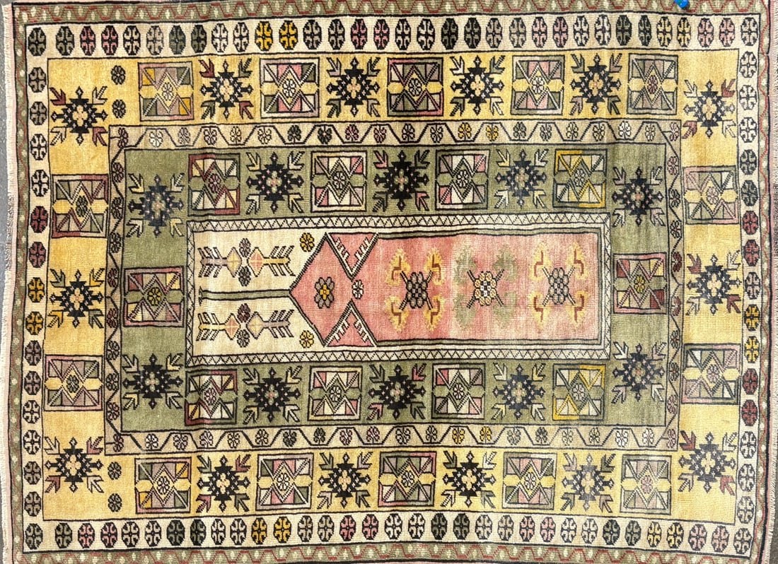 Milas-Prayer Area Rug, 4'-5" X 5'-11": Size: 4'-5" X 5'-11" Country of Origin: TUR Color: SKM Border: MLT Advertised Retail Price: $ 3270 Tag No. 11586 Shipping available.