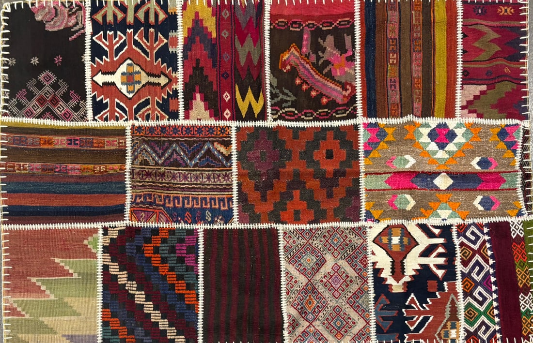 Patchwork-Pa Area Rug, 4'-4" X 6'-7": Size: 4'-4" X 6'-7" Country of Origin: TUR Color: MLT Border: Advertised Retail Price: $ 1250 Tag No. 11014 Shipping available.