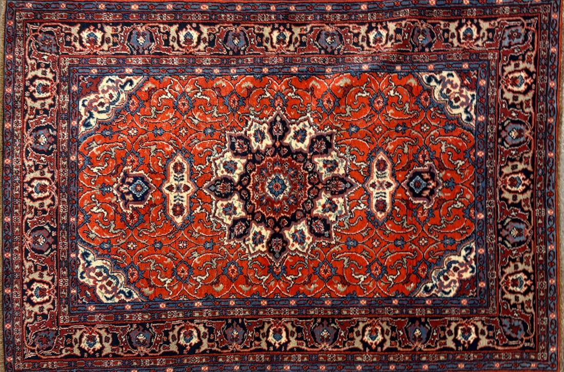 Bakhtiari - Medallion Area Rug, 4'-3" X 6'-4": Size: 4'-3" X 6'-4" Country of Origin: IR Color: BRN Border: MLT Advertised Retail Price: $ 4300 Tag No. 11759 Shipping available.