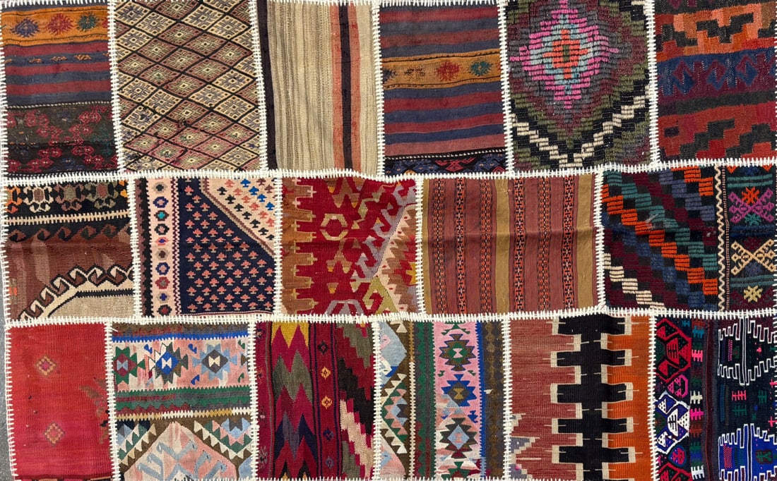 Patchwork-Pa Area Rug, 4'-3" X 6'-11": Size: 4'-3" X 6'-11" Country of Origin: TUR Color: MLT Border: Advertised Retail Price: $ 1250 Tag No. 11030 Shipping available.