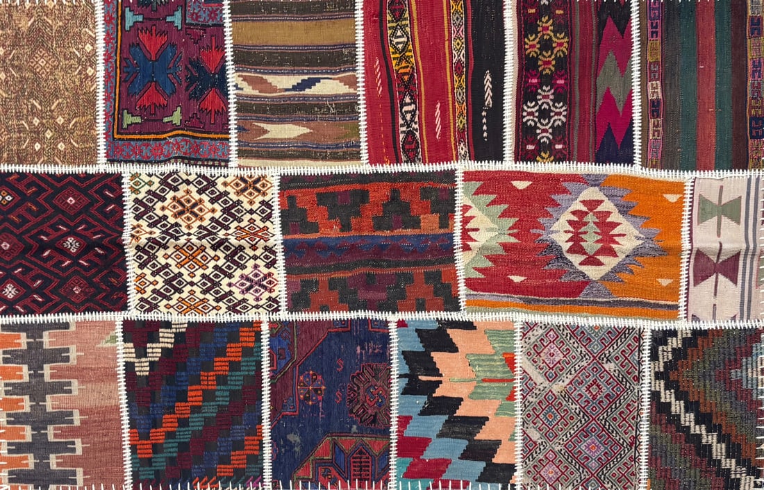 Patchwork-Pa Area Rug, 4'-3" X 7'-0": Size: 4'-3" X 7'-0" Country of Origin: TUR Color: MLT Border: Advertised Retail Price: $ 1250 Tag No. 11022 Shipping available.