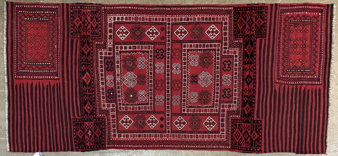 Camel Bag- Area Rug, 3'-6" X 7'-10": Size: 3'-6" X 7'-10" Country of Origin: TRK Advertised Retail Price: $ 3425 Tag No. 13331 Shipping available. 
