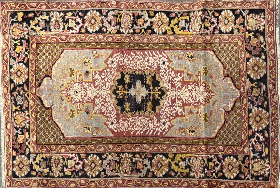 Konya - Medallion Accent Rug, 3'-8" X 5'-9": Size: 3'-8" X 5'-9" Country of Origin: TUR Color: GRY Border: GRG Advertised Retail Price: $ 2635 Tag No. 11537 Shipping available. 