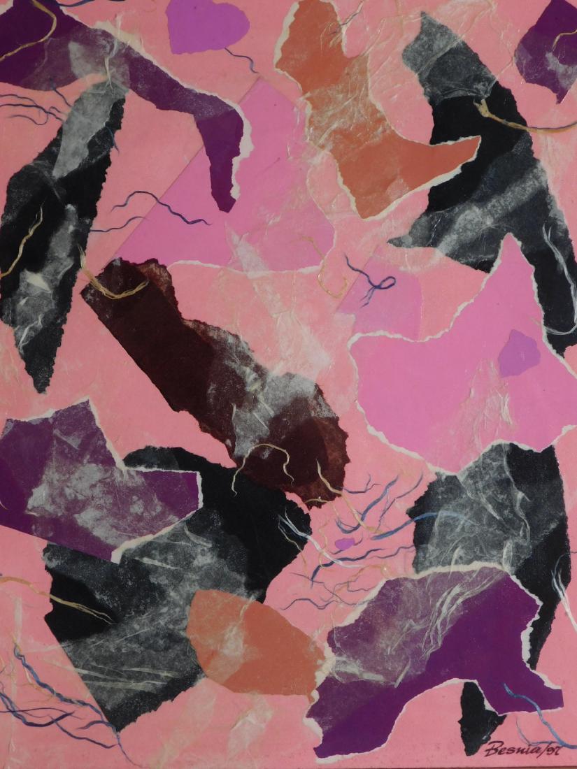 Howard Besnia: Abstract Sunset: Howard Besnia (American, 1921-2014): acrylic on paper, signed bottom right, framed. Howard Besnia was a prolific painter and printsman, known for his eclectic oeuvre and his handmade books. Beginning 