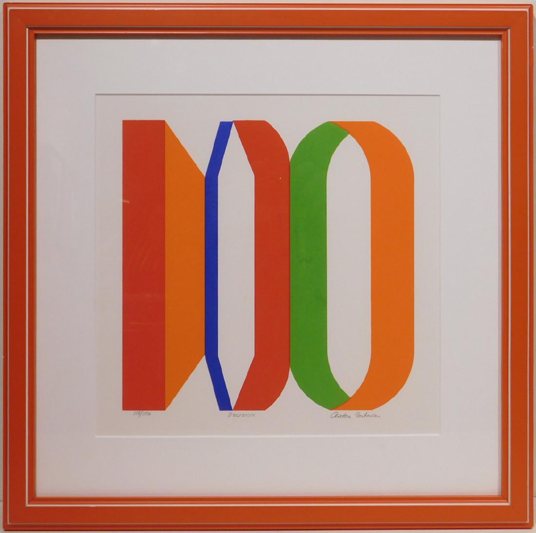 Anton Fortescu: Decision: Anton Fortescu: Decision, screenprint, pencil signed, titled and numbered 118/150, framed Dimensions: 20x20 in. frame Provenance br>