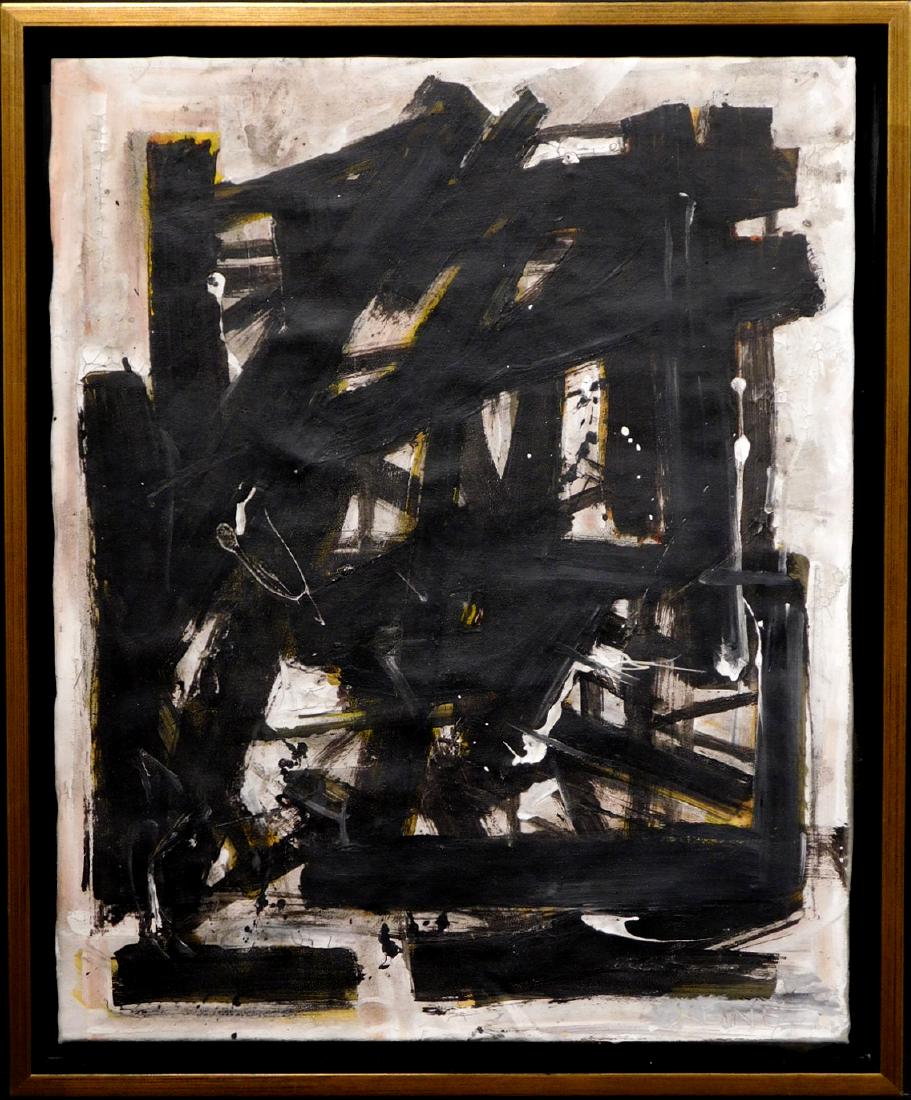 Franz Kline: Untitled: Franz Kline (American, 1910-1962) attributed/manner of Kline: oil on canvas, signed Kline in paint bottom right, framed. Franz Kline, a key figure of abstract expressionism and well known for his blac