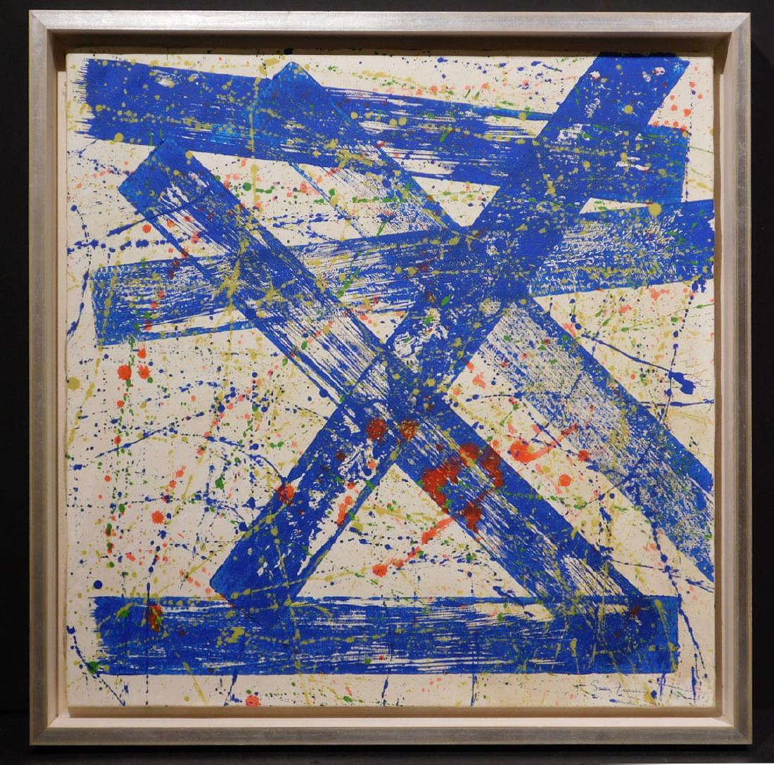 Sam Francis (1923-1994): Abstract Composition: Sam Francis (Attributed/manner of): Abstract Composition, oil on canvas, signed, installed on a new stretcher, in a new white frame.Dimensions: 26 x 25.5 in. frame, 23.5 x 23.2 in. canvas