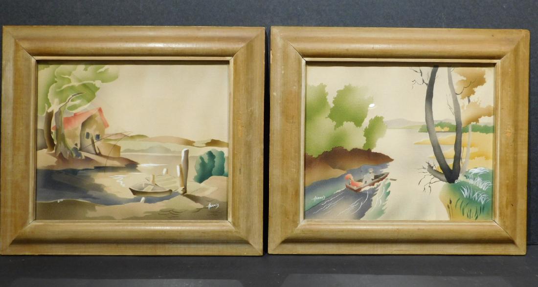 Benjamin Jorj Harris: Pair of Airbrush Pochoir Prints,: Benjamin Jorj Harris (1904-1957: Pair of Airbrush Pochoir Prints, c.1950 Dimensions: 14x16 inches, frames 14x16 inches, frames