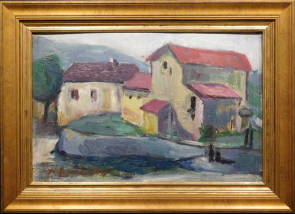 Alexej von Jawlensky: House with Garden: Alexej von Jawlenksy (Russian-German, 1864-1941) Attributed: House with Garden, oil on board, signed bottom left, framed. Alexej von Jawlensky was a Russian expressionist painter working in Germany