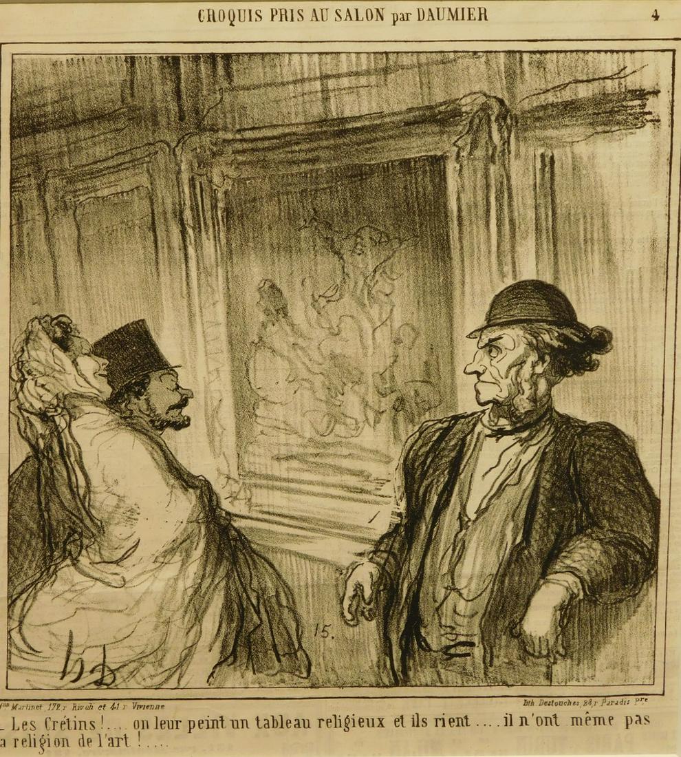 Honore Daumier: Salon Cartoon: Honore Daumier (French, 1808-1879): Stone lithograph signed in the plate, Published in Le Charivari, June 1, 1865, framed. 9 1/4 x 10 1/4", 14 1/10 x 15 3/5" frame Honore Daumier