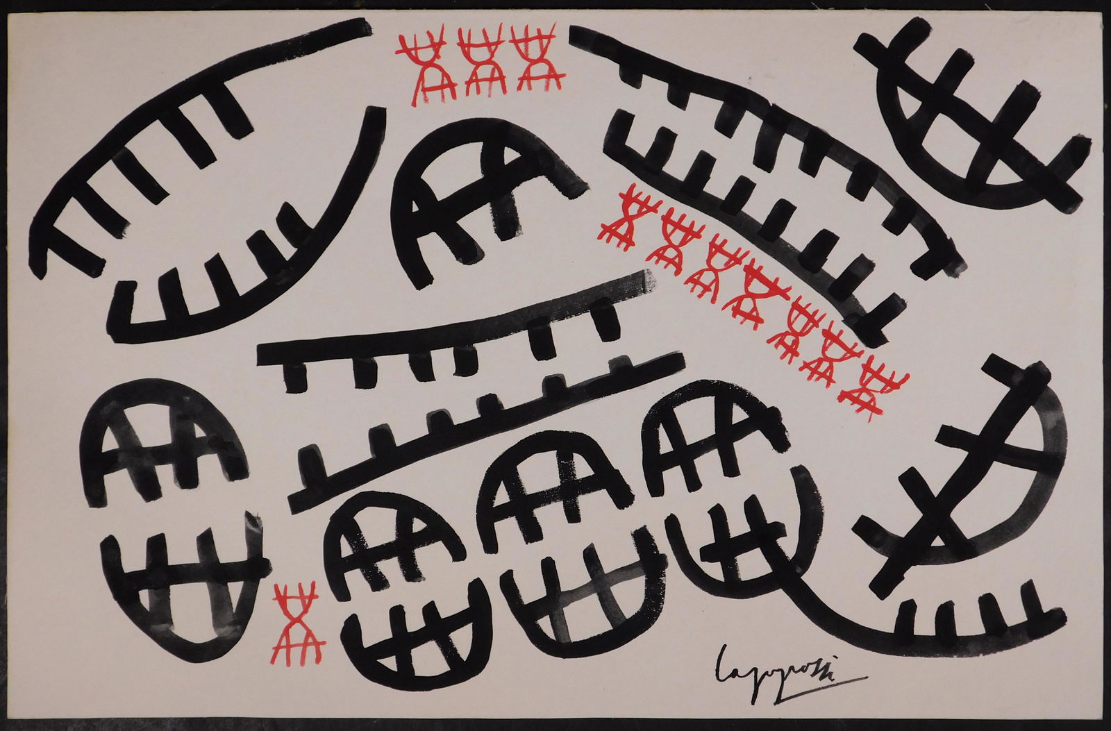 Giuseppe Capogrossi Attr.: Black and Red Abstract (1 of 2)