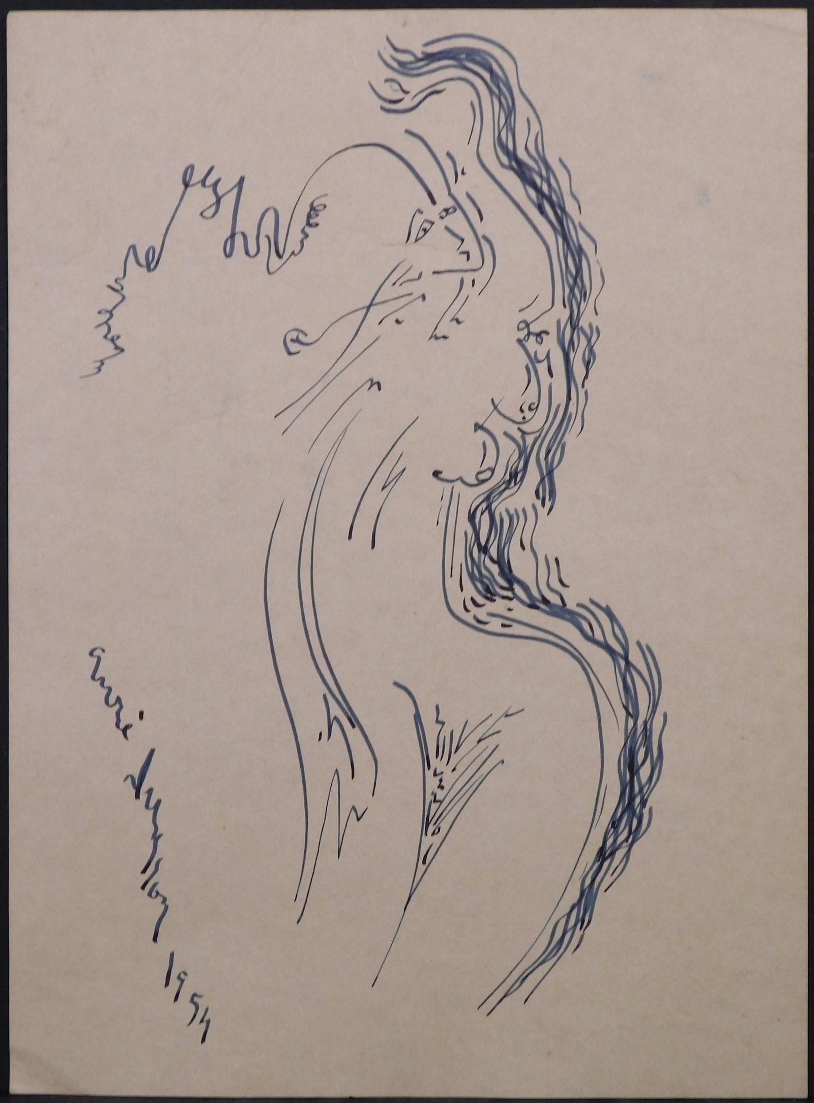 Andre Masson: Surreal Woman: Andre Masson (French, 1896-1981) After: Surreal Woman. Ink on paper, signed and dated (1954), unframed. Andre Masson was a French cubist and surrealist painter who was one of the pioneering figures an