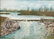 River Scene Antique Oil Painting - 2