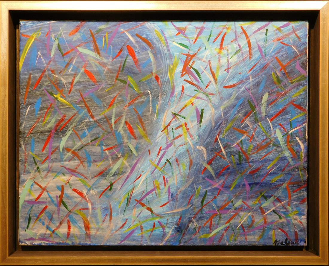 Manner of Leonard Nelson: Abstract: Leonard Nelson (American, 1912-1993) Manner of: Abstract. Oil on canvas, signed lower right, framed. A school of art has been born in Philadelphia, aptly called The Philadelphia School. This is not a