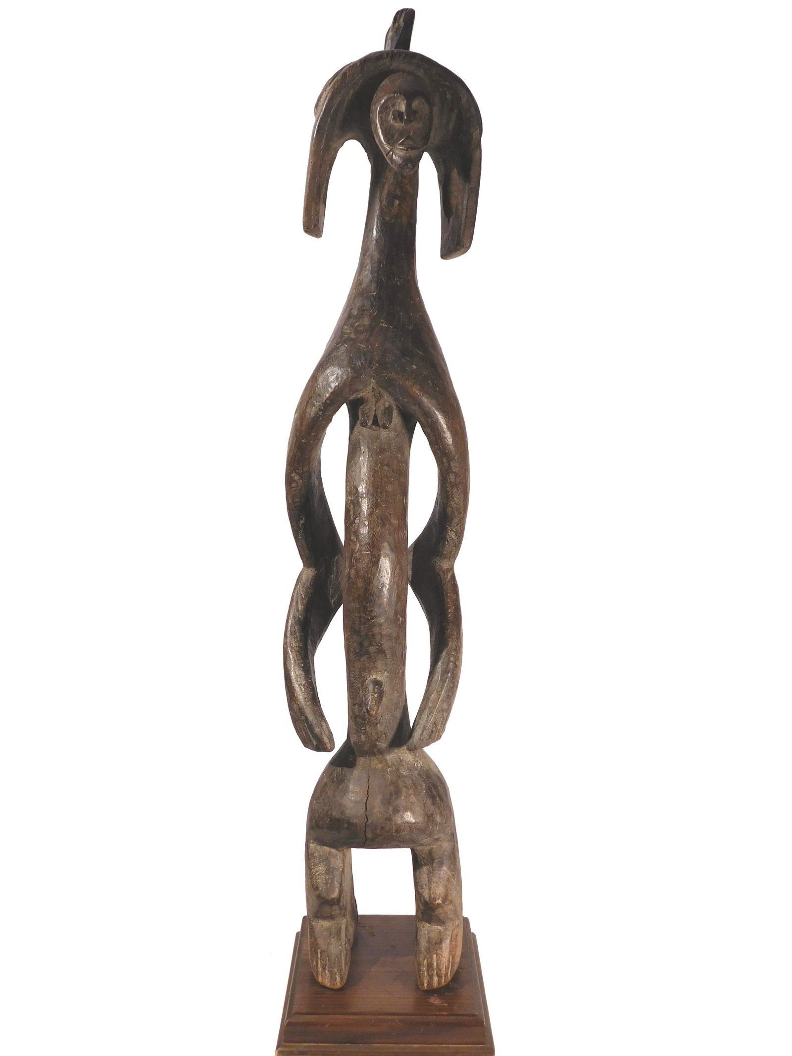 Lagalagana Figure, Mumuye, Nigeria: Mumuye People, Nigeria: Lagalagana Figure, early 20th century. This impressively tall (43 inches) figure depicts a female with a crescent hairstyle, a stylized triangular face characterized by tubular