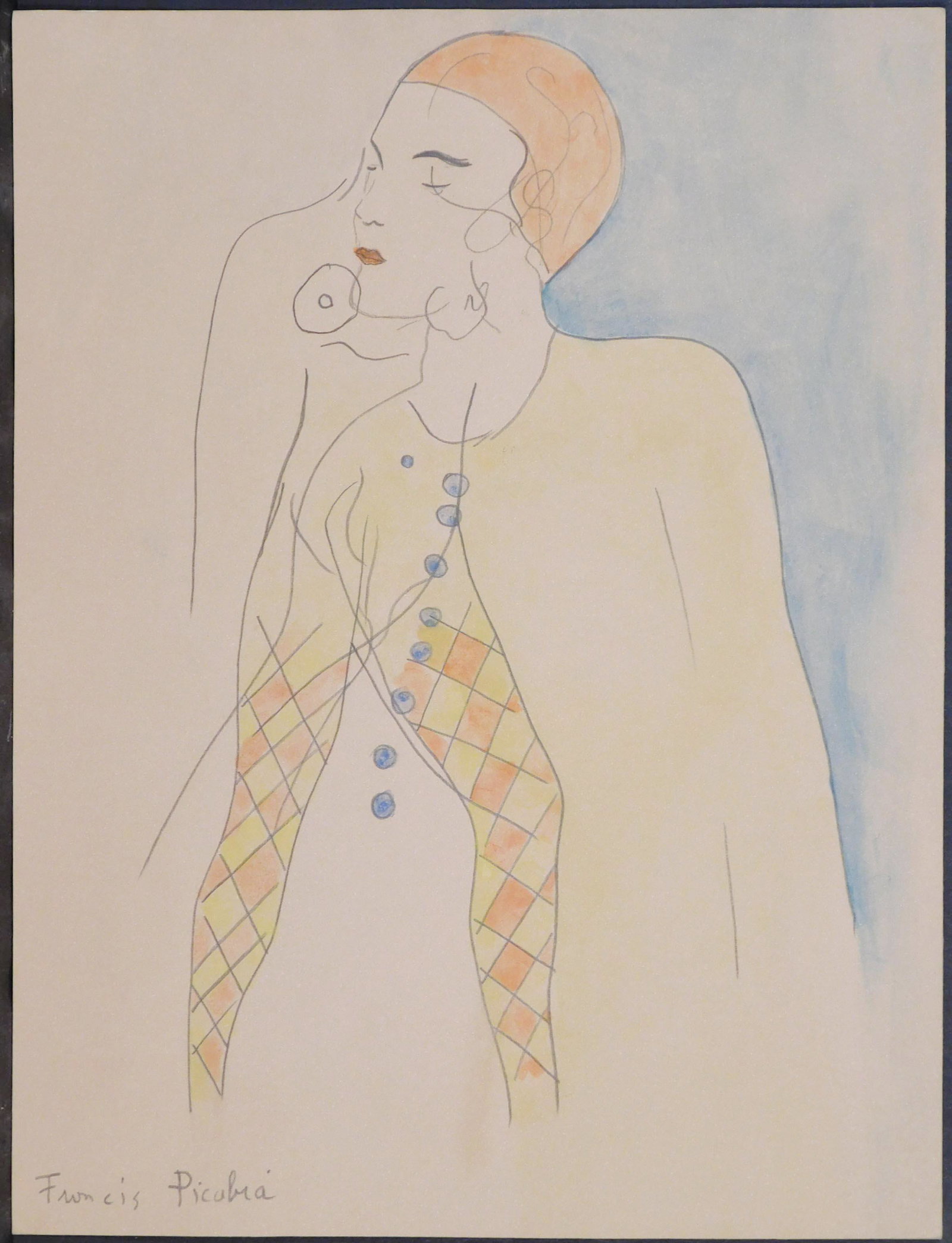 Francis Picabia, Attr/ Manner of: Circus Performer: Francis Picabia (French, 1879 - 1953) Attributed/ Manner of: Circus Performer, ca. 1930's. Graphite and watercolor on paper. Signed lower left, unframed. Francis Picabia was active in New York and Fra