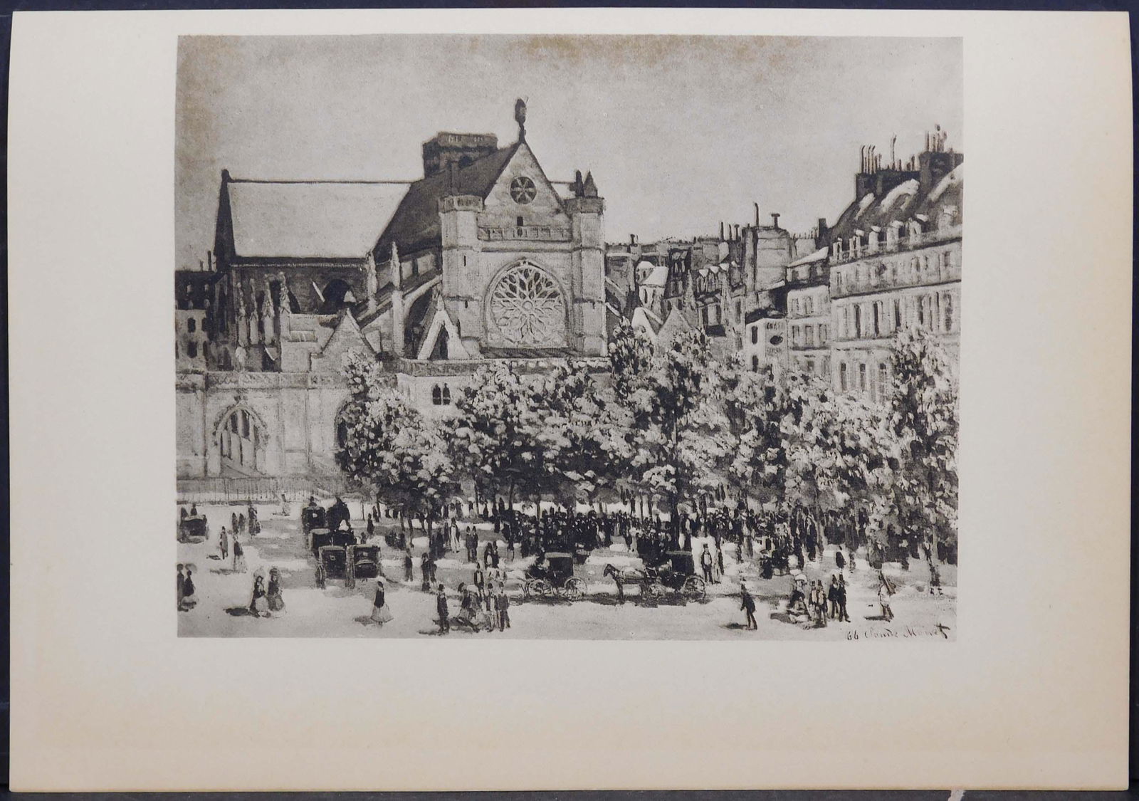 After Claude Monet: Saint-Germain L'Auxerrois: After Claude Monet (French, 1840-1926): Saint-Germain L'Auxerrois, signed and dated (1866) in the plate. Limited edition gravure from the edition of approximately 100 copies. Published by G. Cres alon