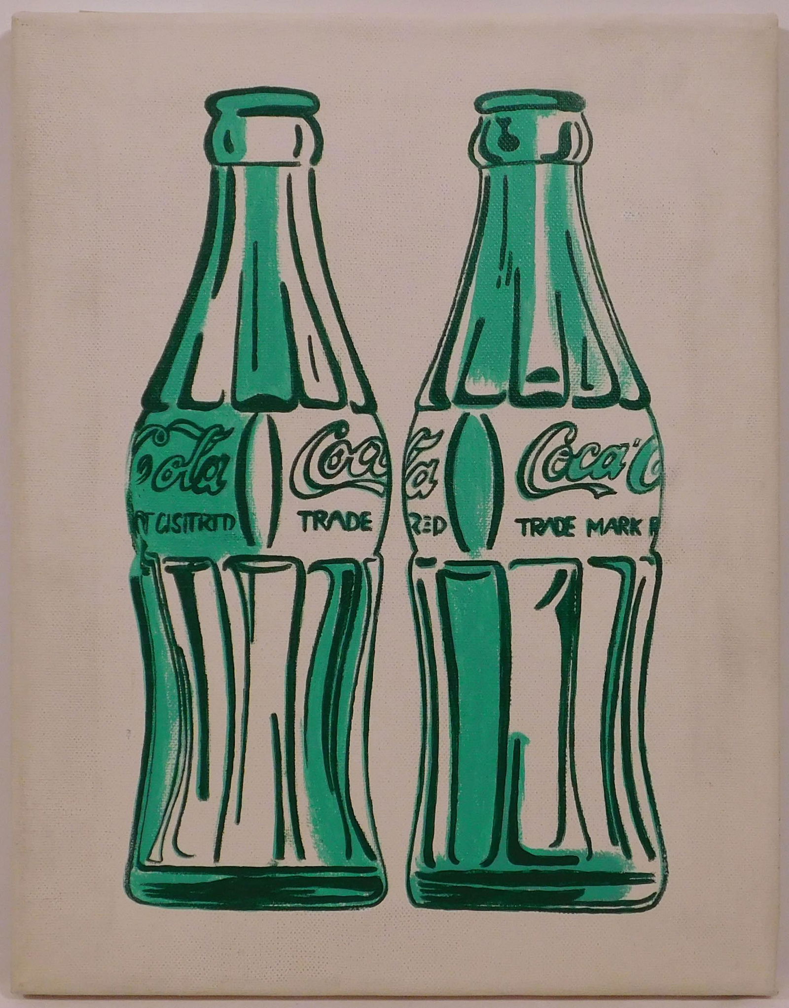 Andy Warhol, Manner of: Double Coke Bottle: Andy Warhol (American, 1928-1987) Manner of: Double Coke Bottle. Acrylic on canvas, signed in marker verso, unframed. Andrew Warhola was an American artist, director and producer who was a leading fig