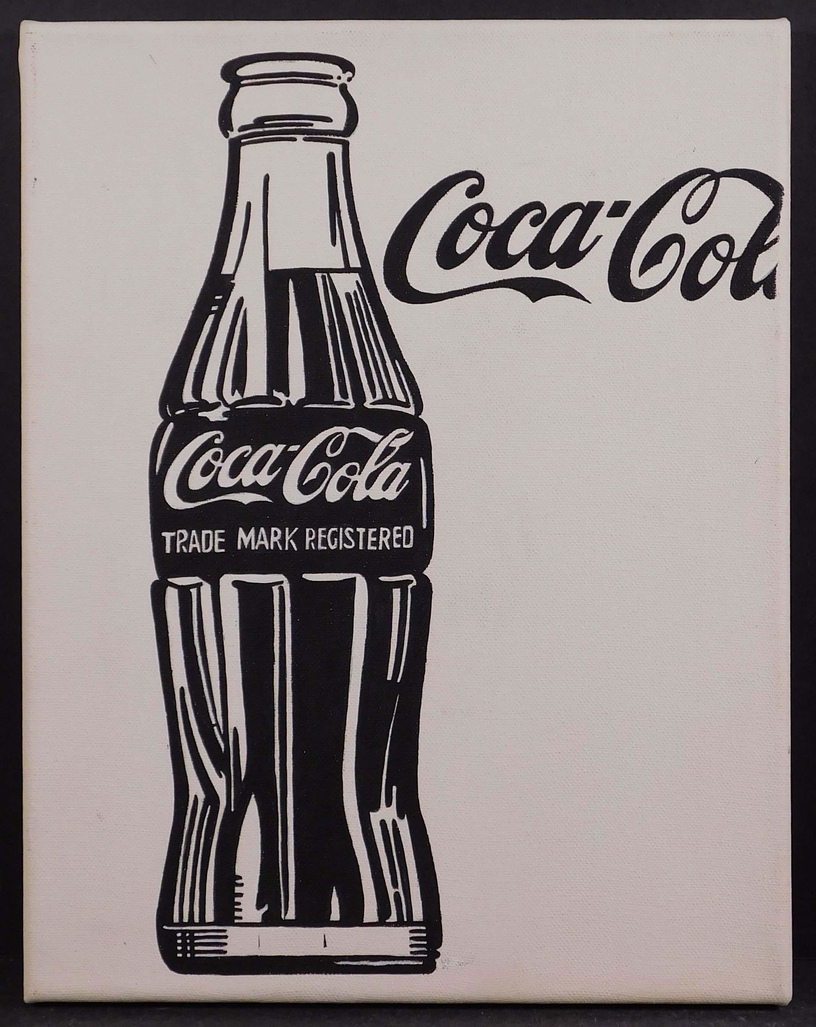 Andy Warhol, Manner of: Coca Cola Bottle: Andy Warhol (American, 1928-1987) Attributed/ Manner of: Coca Cola Bottle. Acrylic on canvas, signed verso and dated (1982) in marker, unframed Andrew Warhola was an American artist, director and prod