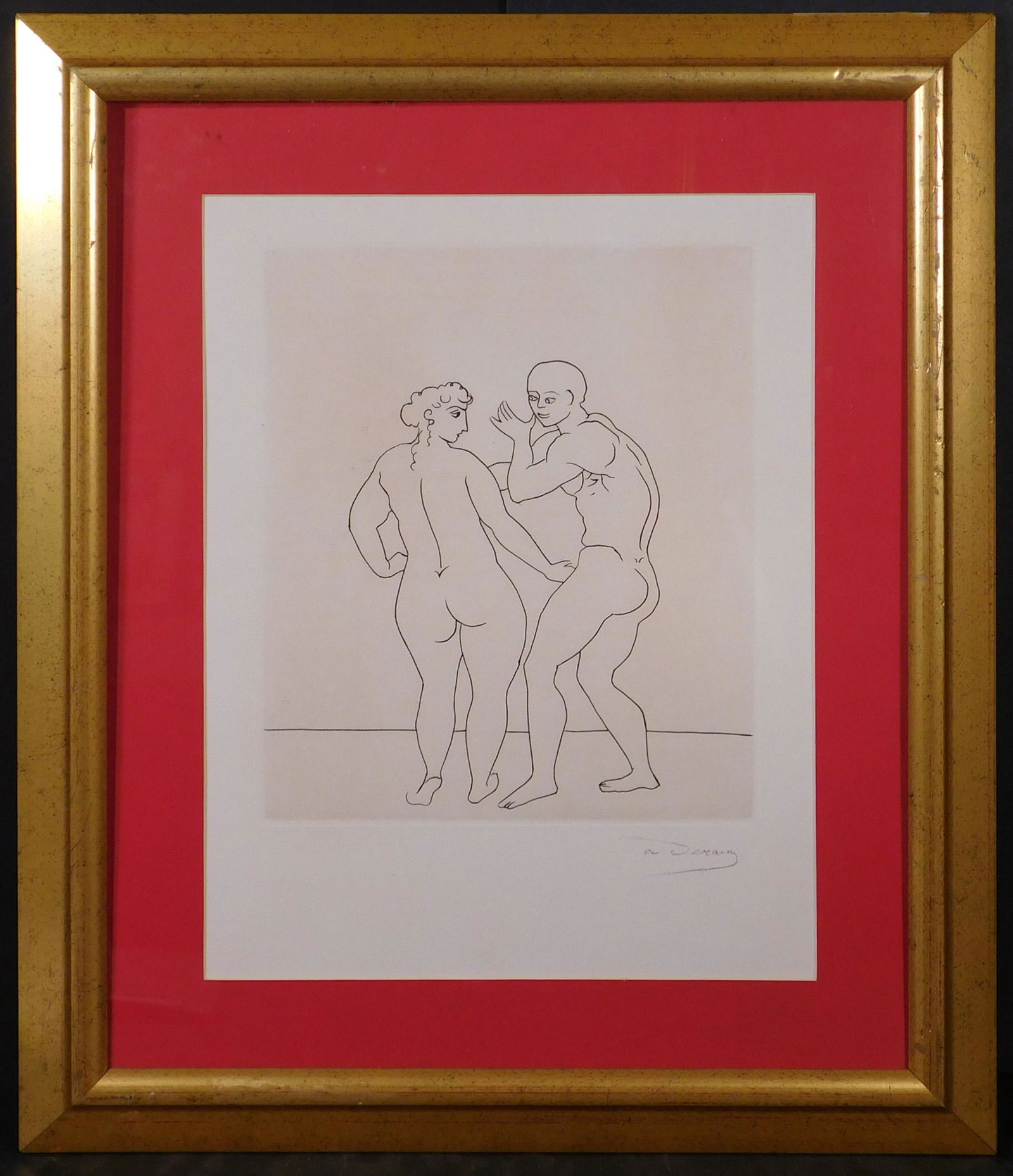 Andre Derain, After: Etching From the Satryicon: Andre Derain (French, 1880-1954) After: Etching From the Satryicon Portfolio. 1951. Limited edition etching . Signed in pencil lower right, framed. According to the documentation accompanying this lot